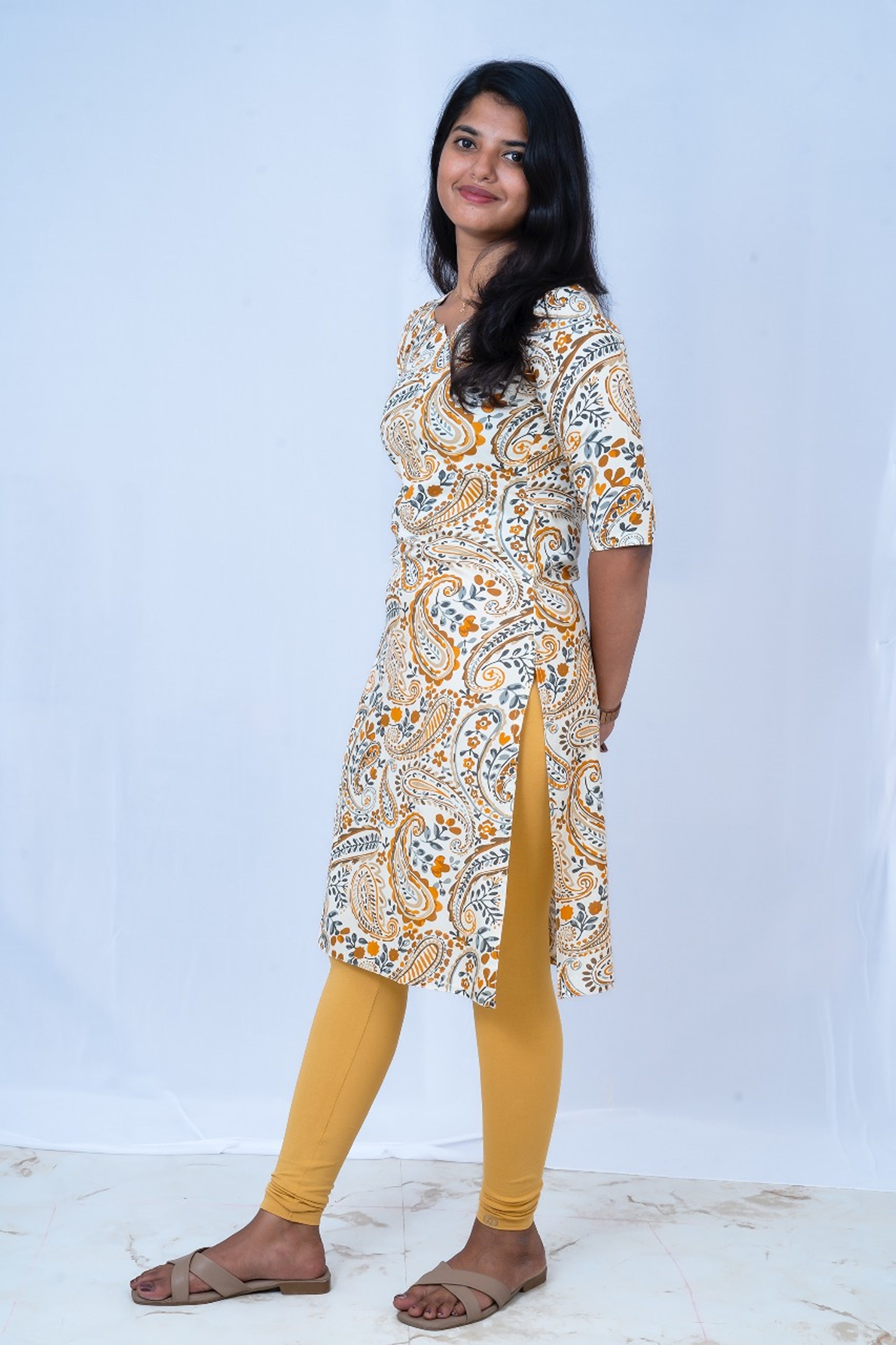 Image of Saffron Paisley Cotton Top